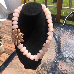 Lydell NYC Vintage Pink Stone Statement Necklace with Flower
